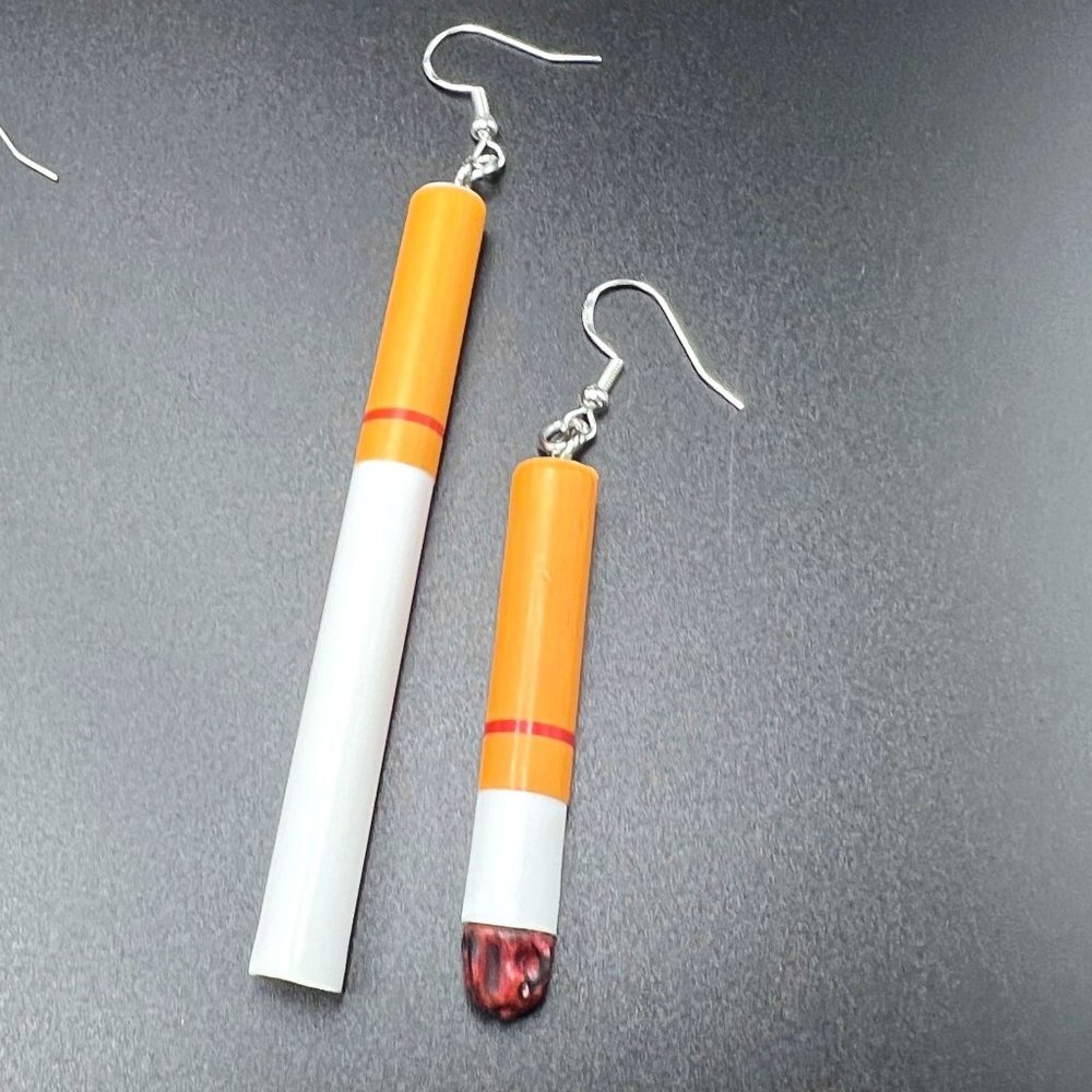 Cigarette Charm Earrings - Half Smoked